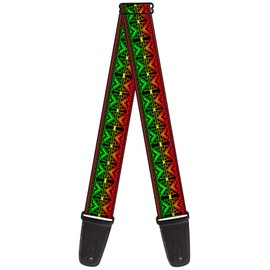 Guitar Strap Geomteric2 Black Red Yellow Green 2 Inches Wide