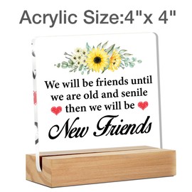 Funny Friendship Gifts for Women Bestie Friends - Friends Gift Idea - Friendship Clear Desk Sign Decor Home Bedroom Desk Decor (4 x 4 Inches)