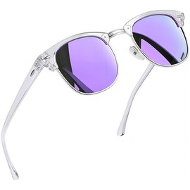 Joopin Purple Mirrored Polarized Sunglasses for Women Men Trendy Clear Frame Mens Sunglasses Womens Shades UV Protection Semi-Rimless Ladies Sun Glasses