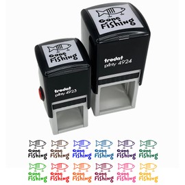 Gone Fishing Lure Fun Text Self-Inking Rubber Stamp Ink Stamper - 1-1/2 Inch Large - Black Ink