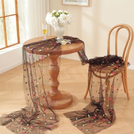 Wijiwevol - Camino de mesa de tul con flores negras de 29 x 120 pulgadas, tela de tul suave y transparente para fiestas de flores silvestres y decoraciones de baby shower de bebé en flor