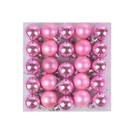 Robelli Pack of 48 Miniature Shiny & Matte Christmas Tree Baubles (Light Pink)
