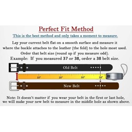 TheBeltShoppe.com - Full Grain Buffalo Leather 2-Hole Jeans Belt - Black (46)