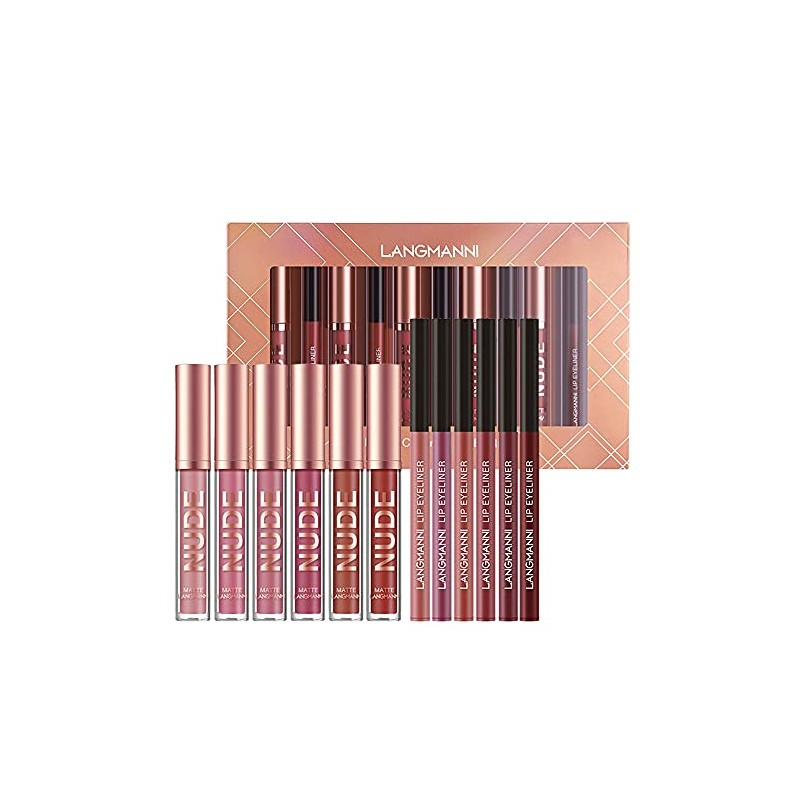 6 Pcs Velvety Matte Lip Gloss + lip Liner Set