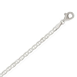Ritastephens Sterling Silver Italian Mariner Link Chain Anklet (Dainty or Regular)