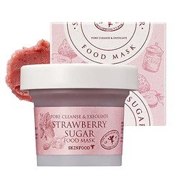 SKINFOOD Mask Strawberry Sugar 120g - Facial Pore Cleanser, Hydrating & Nourishing Body Skin - Wash Off Face Masks w/BHA Pore & Sebum Clearing Exfoliator - Shower-Proof Texture (4.23 oz)