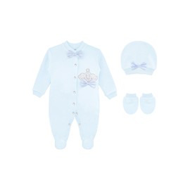 Lilax Conjunto de regalo de 3 piezas de Layette Newborn Crown Jewels para bebé niño recién nacido, azul celeste, 0-3 Months