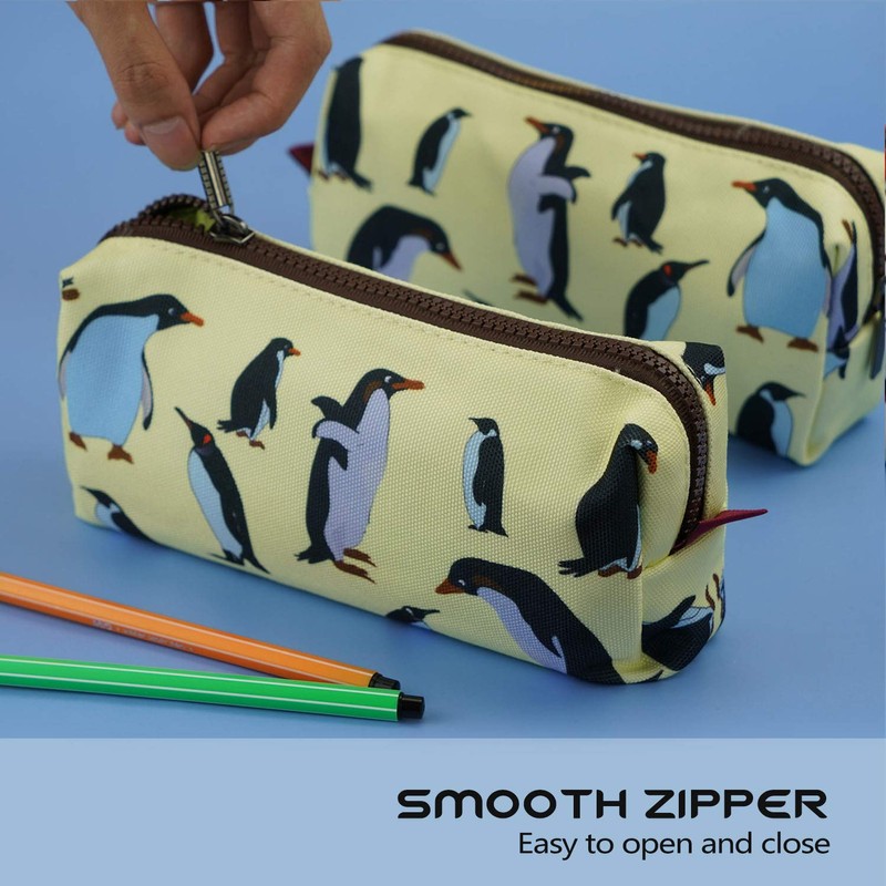 LParkin Penguins Canvas Pencil Case Pen Bag Pouch Stationary Case