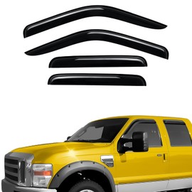 Extra Durable Window Deflectors Tape-On Visors Rain Guards Fit for Ford F250-550 Super Duty 1999-2016 SuperCrew, Sun Visors, Wind Vent for Shades, Exterior Car Accessories - 4pcs. AG0874