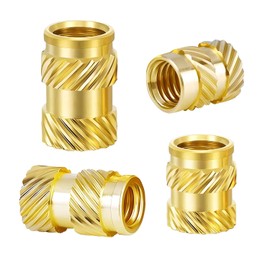 Qrity 100 Pcs Knurled Nuts, Brass Threaded Insert Kit, Female Thread Knurled Nuts, Threaded Insert Knurled Brass Nuts, M4 x 6mm x 5mm