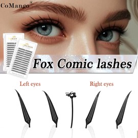 Premade Spire Lashes Anime Lash Fans C/D Curl Manga Chunk Natural Wispy Lash Extension Feather Shape Comic Lashes 0.07mm lndividual Lashes (Black Spire, 0.07-C-Mix8-15mm)