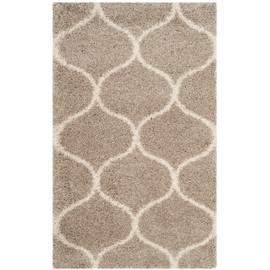 SAFAVIEH Hudson Shag Collection SGH280S Moroccan Ogee Trellis Non-Shedding Living Room Bedroom Dining Room Entryway Plush 2-inch Thick Accent Rug, 2'3" x 3'9", Beige / Ivory