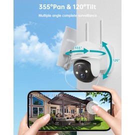 ZUMIMALL Security Cameras Wireless Outdoor - 4 Packs, 360° PTZ Outdoor Camera Wireless Solar Powered,2.4G WiFi, Spotlight/Siren//3MP Color Night Vision/AI Detection/IP66