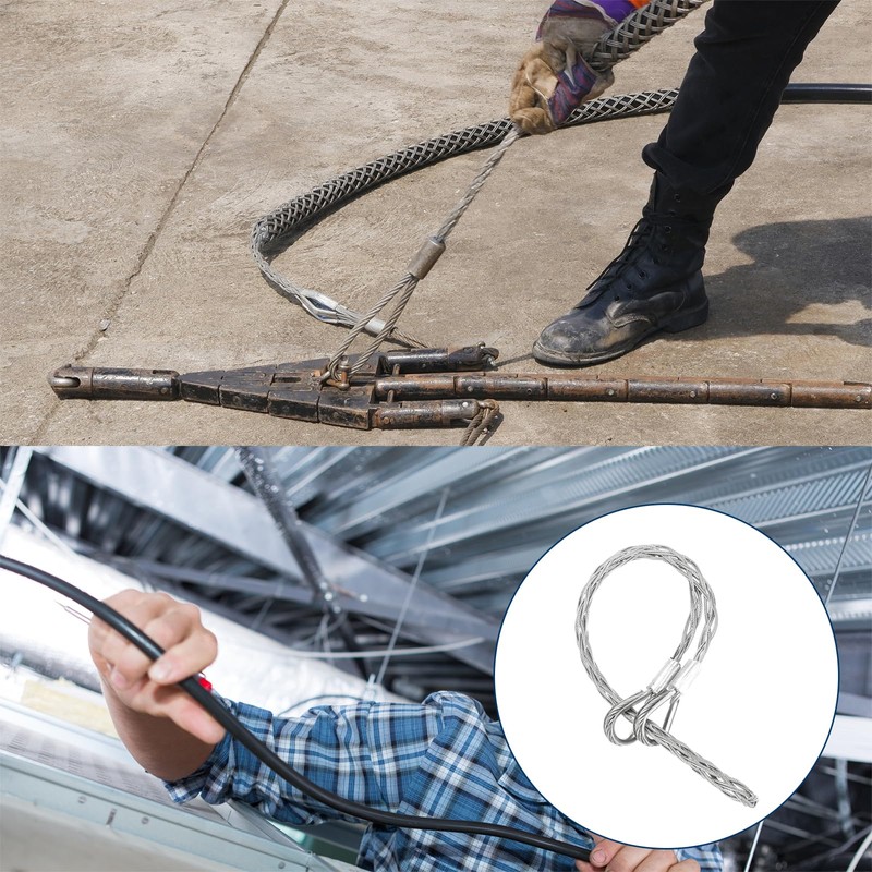 sourcing map 37-50mm OD Cable Pulling Socks Grip 0.8m Double