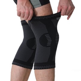 NEOtech Care Rodillera de fibra de bambú, Material ligero, elástico, cómodo y transpirable - Para hombre o mujer - Rodilla derecha o izquierda (Negro,