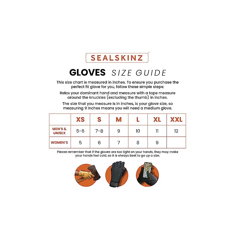 SEALSKINZ Waterproof Cold Weather Glove Waterproof Extreme Cold Weather Cinnamon
