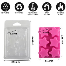 MILIVIXAY 100 Packs Pentacle Shape Clamshells for Tarts Wax Melts-Wax Melt Containers-6 Cavity Clear Empty Plastic Wax Melt Molds.