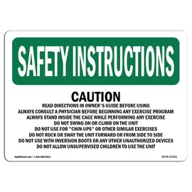 OSHA Safety Instructions Sign - Caution Read Directions in Owner's Guide | Vinyl Label Decal | Protect Your Business, Work Site, Warehouse | Made in The USA