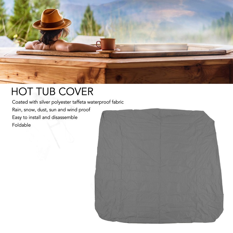SPA Cover Square Waterproof 190 Silver Coated Polyester Taff Weather