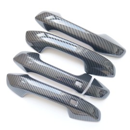 CYAuto Cubierta de fibra de carbono para manija de puerta exterior cromada para KIA Seltos Forte Cerato K3 2019 2020 2021 2022 (estilo fibra de carbono)