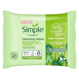 Simple Kind to Skin Cleansing Wipes waterproof makeup remover with vitamins B5 + E 25 wipes