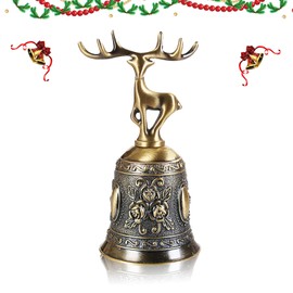 TCXWHSSM Christmas Call Bell, Christmas Hand Bell, Traditional Vintage Gold Table Bell, Christmas Bell, for Hotel Reception, Bars, Kitchen, School, Restaurant, School and Warehouses