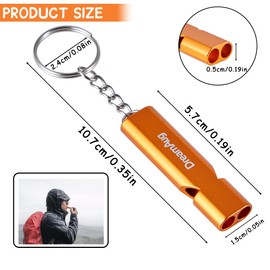 2-piece orange emergency survival whistle — double-tube metal safety whistle with key ring, suitable for outdoor activities, camping, hiking, boating and dog training (loud, waterproof, moisture-proof
