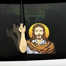 Jesus Christ Blessing Waving WiperTag with Decal attach to Rear Vehicle Wiper Blade