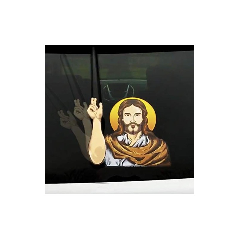 Jesus Christ Blessing Waving WiperTag with Decal attach to Rear