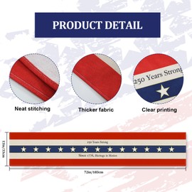 Patriotic 4th of July Table Runner: 13x72 in Vintage America 250 Anniversary USA Flag Table Decorations, Since 1776 Memorial Day 4th of July Decor Indoor Outdoor Backyard BBQ Party Supplies
