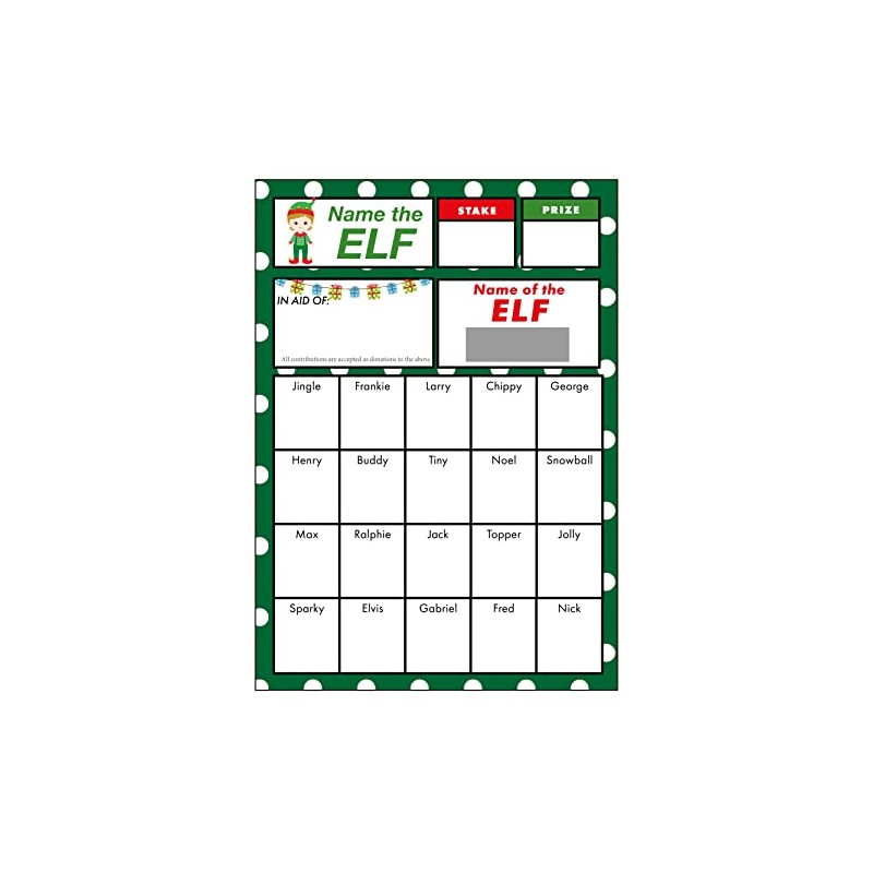 Christmas Name the Elf Fundraising Scratch Cards (10 Pack) 20