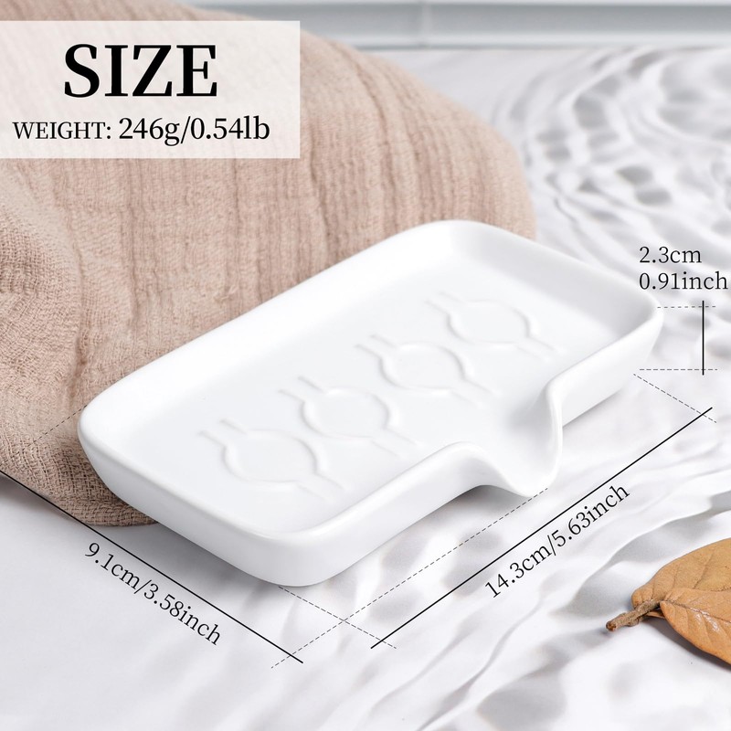 ANTIS'S HOME Ceramic Soap Dish with Drainage, Self-Draining Soap Holder
