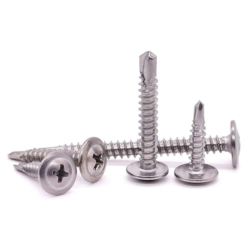 #10 x 1-1/2" Stainless Wafer Head Self Drilling Screw Phillips