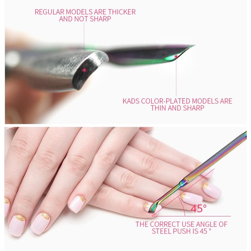 Rainbow Stainless Steel Nail Cuticle Pusher Double Ended Cuticle Remover