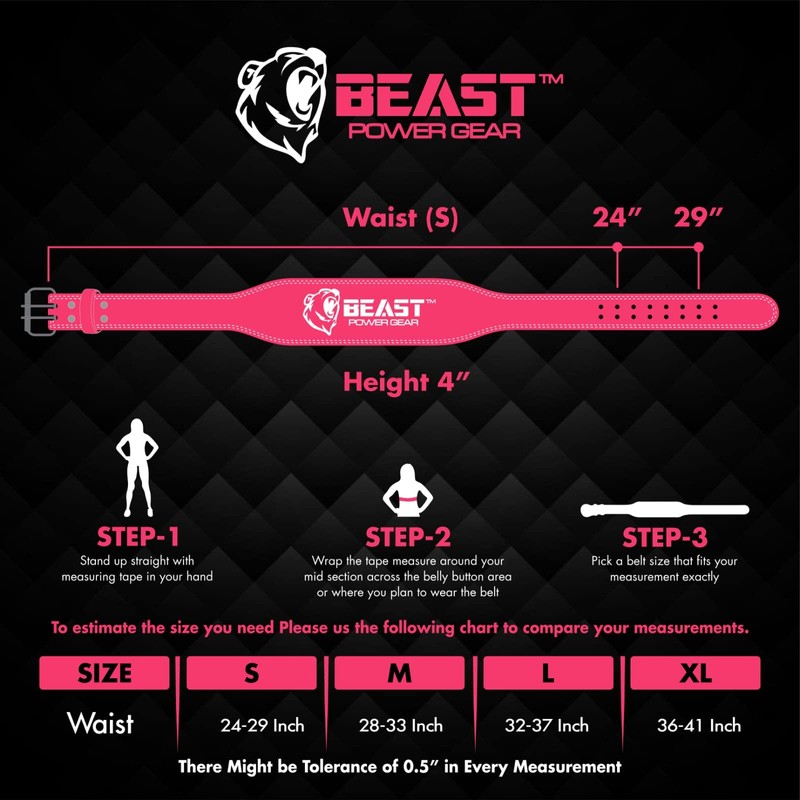 Beast Power Gear Weight Lifting Belt - 4” Genuine Leather