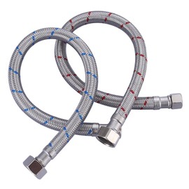 ALEASHA 16'' Length Faucet Supply Line, Stainless Steel Braided cUPC Sink Hose with G1/2" FIP x 3/8" Compression Supply Hose for Sink Faucet Bathroom Kitchen Faucet Connector Water Supply Line 2 PCS