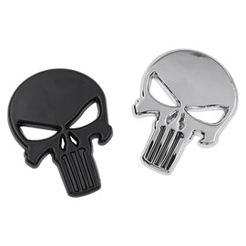CENPEK 4PCS Skull Stickers 3D Metal Car Sticker For Car Motorcycle Bicycle Helmets -Black and Sliver