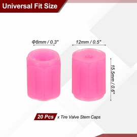 PATIKIL 20 PCS Tire Valve Stem Caps, 8MM Car Wheel Valve Cap Universal Air Valve Cover Vehicle Exterior Accessories for Car Bike Motorcycle Truck, Pink