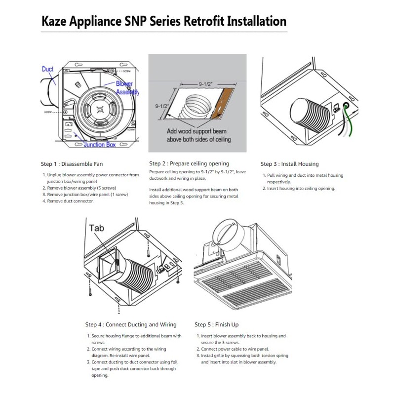 KAZE APPLIANCE SNP100H | 100 CFM | 0.8 Sone |