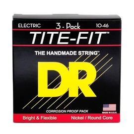 DR Strings Tite-Fit - Cuerdas para guitarra eléctrica niqueladas, medianas 10-46, paquete de 3 (MT-10-3PK)