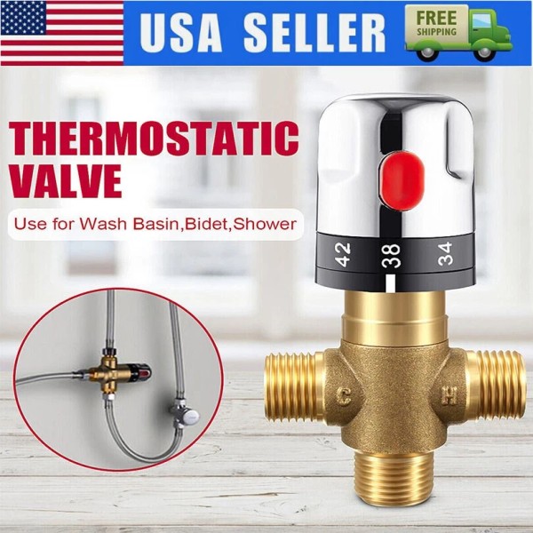 Unbranded Brass Thermostatic Valve Mixing Water Temperature Pipe Basin Thermostat