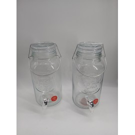 retroware (Lot Of 2) One Gallon Glass Beverage Drink Dispenser  "Iced Cold Drinks"***