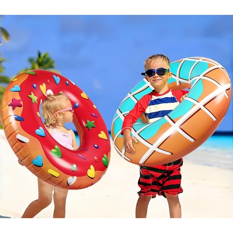LATERN 5Pcs Donut Inflatable Pool Floats, 4Pcs 75CM Doughnut Swimming