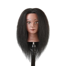 14 inches Mannequin Head Cosmetology Doll Head Manikin Practice Head for Hairdresser Practice Braiding Hair styling with Wig Clamp Stand (Black)
