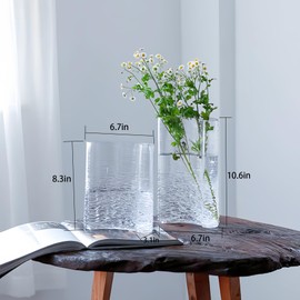 2.8lb Heavy Vase,Glass vase for Flower,Clear Glass Vase for Home Office Decor,Glass Flower Vase for Decor 8.3" H Unique Vase Home Decor