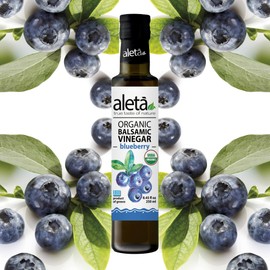 Aleta, Organic Blueberry Infused Balsamic Vinegar, Aged, Glass Bottle, 8.45 oz. (Blueberry)
