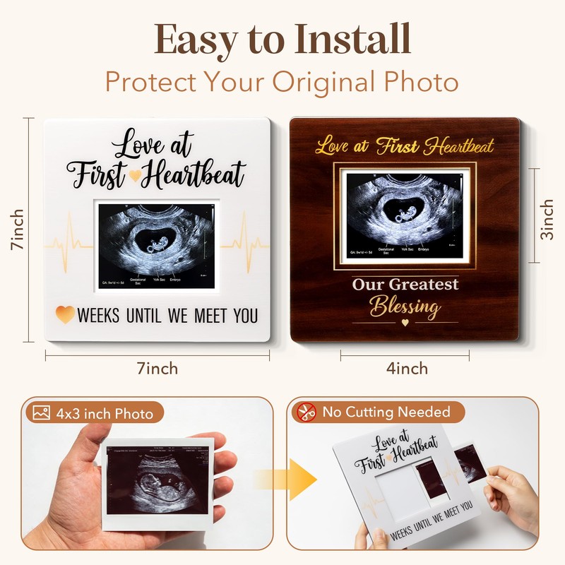 Magnetic Baby Ultrasound Picture Frame with Countdown Weeks