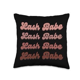 Lash Babe Lash Stylist & Eyelash Quote Artist Tech Retro Lash Babe Throw Pillow, 16x16, Multicolor