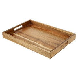 Eco Surprise Acacia Wood Serving Tray with Handles, Patters for Serving Food Party, 16.5"