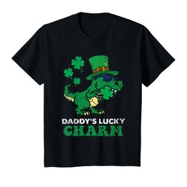 Kids St Patricks Day Boys Kids Toddlers Daddys Lucky Charm T-Rex T-Shirt